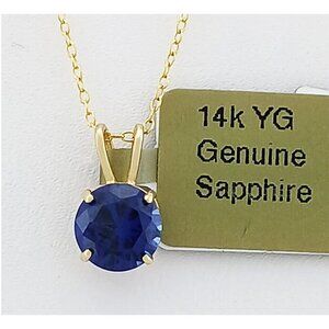 Genuine 1.04 Cts Blue Sapphire Pendant 14k Gold
